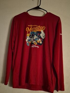 Disney Red Marathon Graphic Long Sleeve Shirt